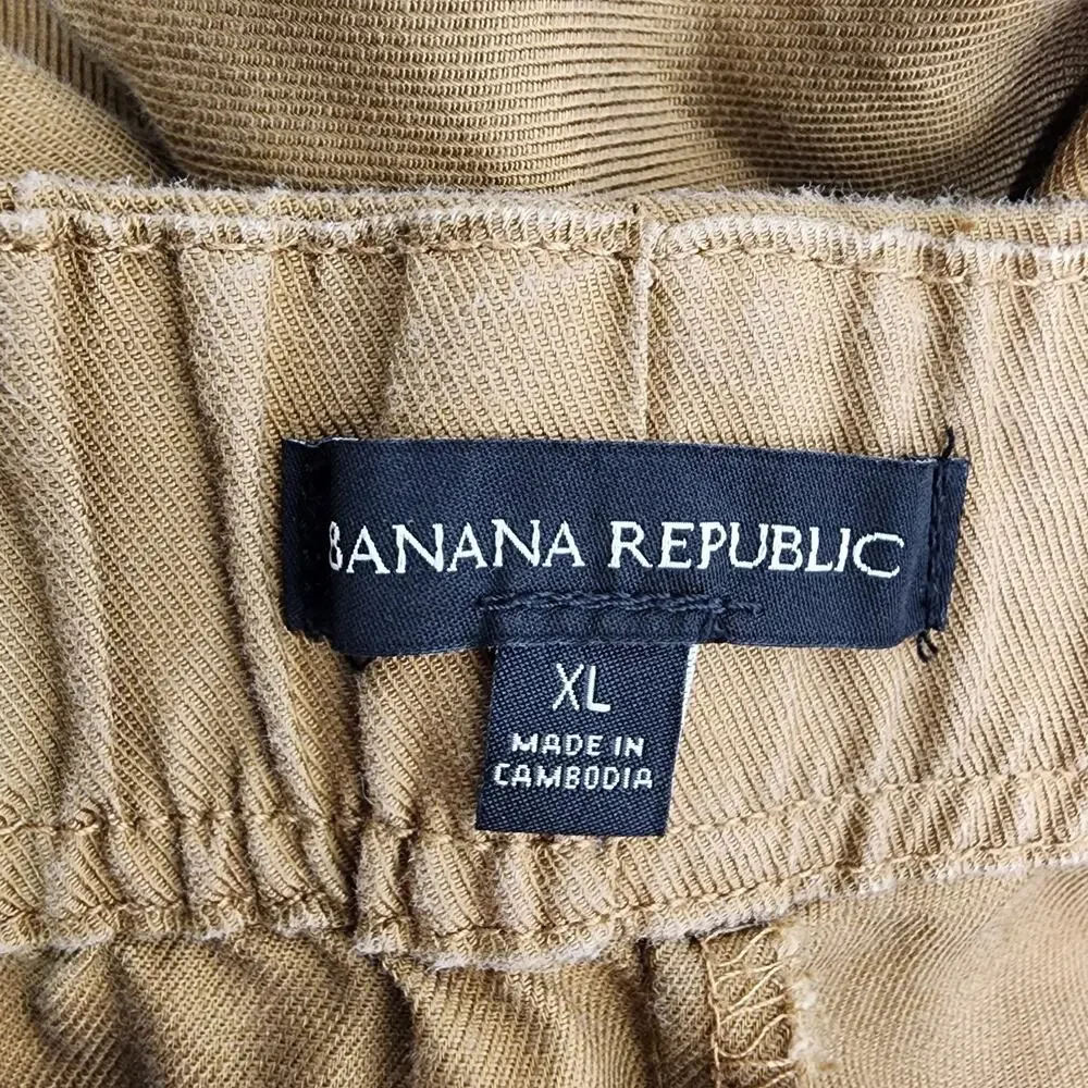 Banana Republic Women's Linen Blend Tapered Crop Pants Tan Pull On XL Pockets